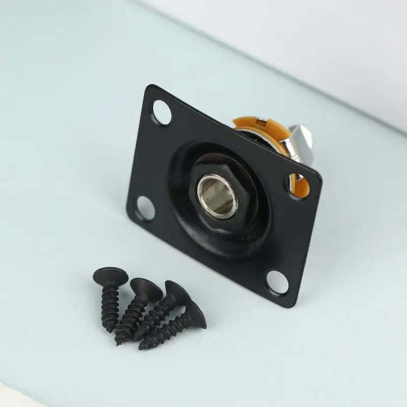 Metal Compact Guitar Jack Socket Plate Electric Output Square Shape Qme Black