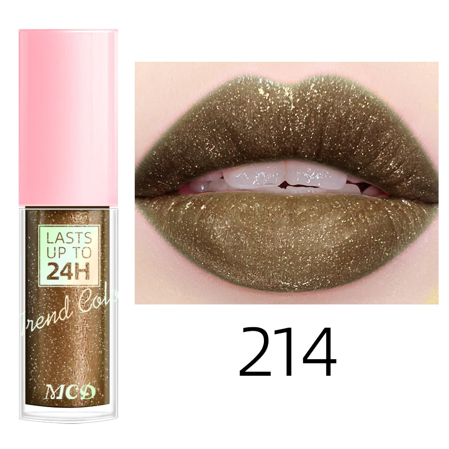 18 Colors Glitter Lip Glaze Long Lasting Gloss Waterproof Liquid Qme 214