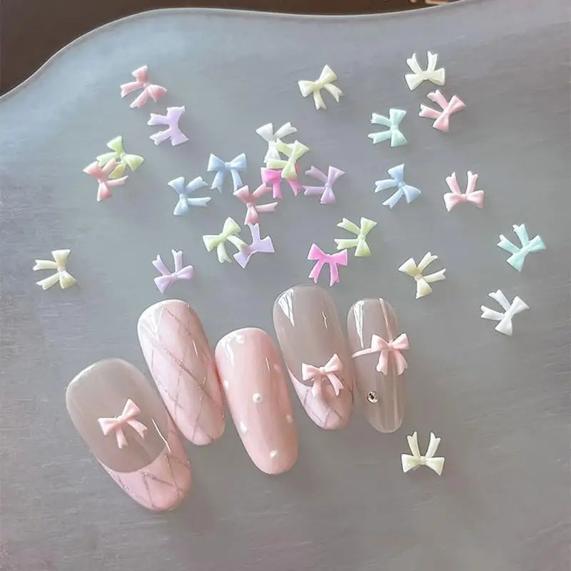 Mixed Mini Bow Nail Art Charms 3D Bowknot Tie Parts Decoration Ribbon Qme