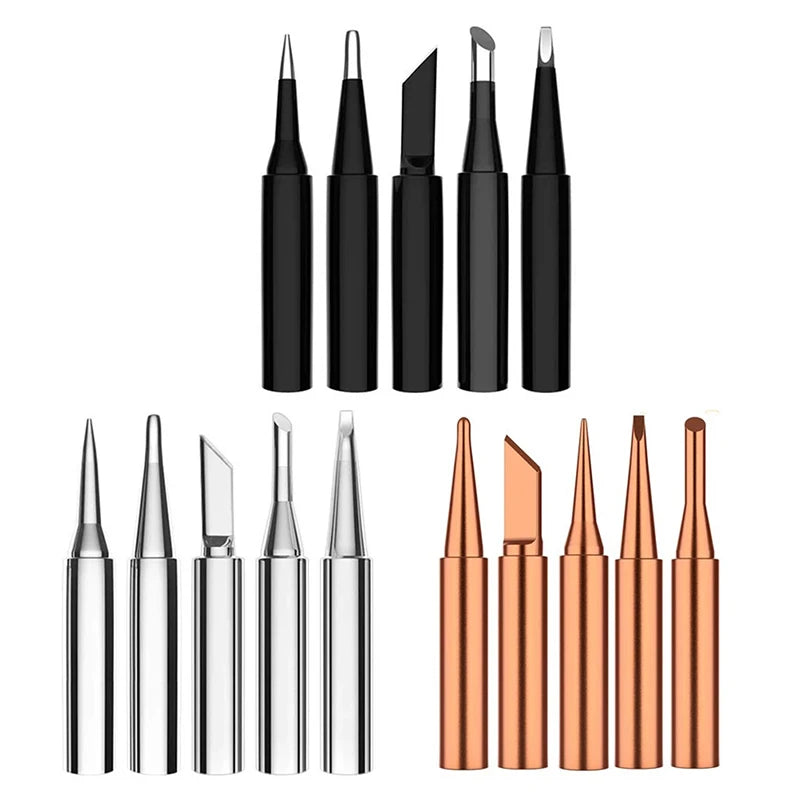 5Pcs I+B+K+2.4D+3C soldering iron pure copper 900M soldering iron head set inside hot bare copper electric soldering iron tip. Qme