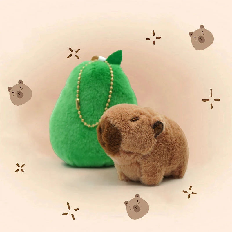 Creative Cute Avocado Capybara Plush Toy Doll Key Chain Plushie Qme