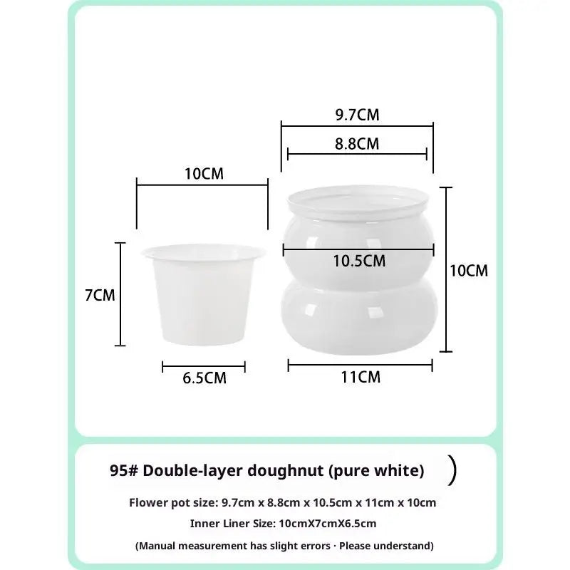 Mini Self Watering Flower Pot Fish Tank Transparent Plastic Plant Pots Self Watering Planter Pot Vase For Home Decoration Qme White