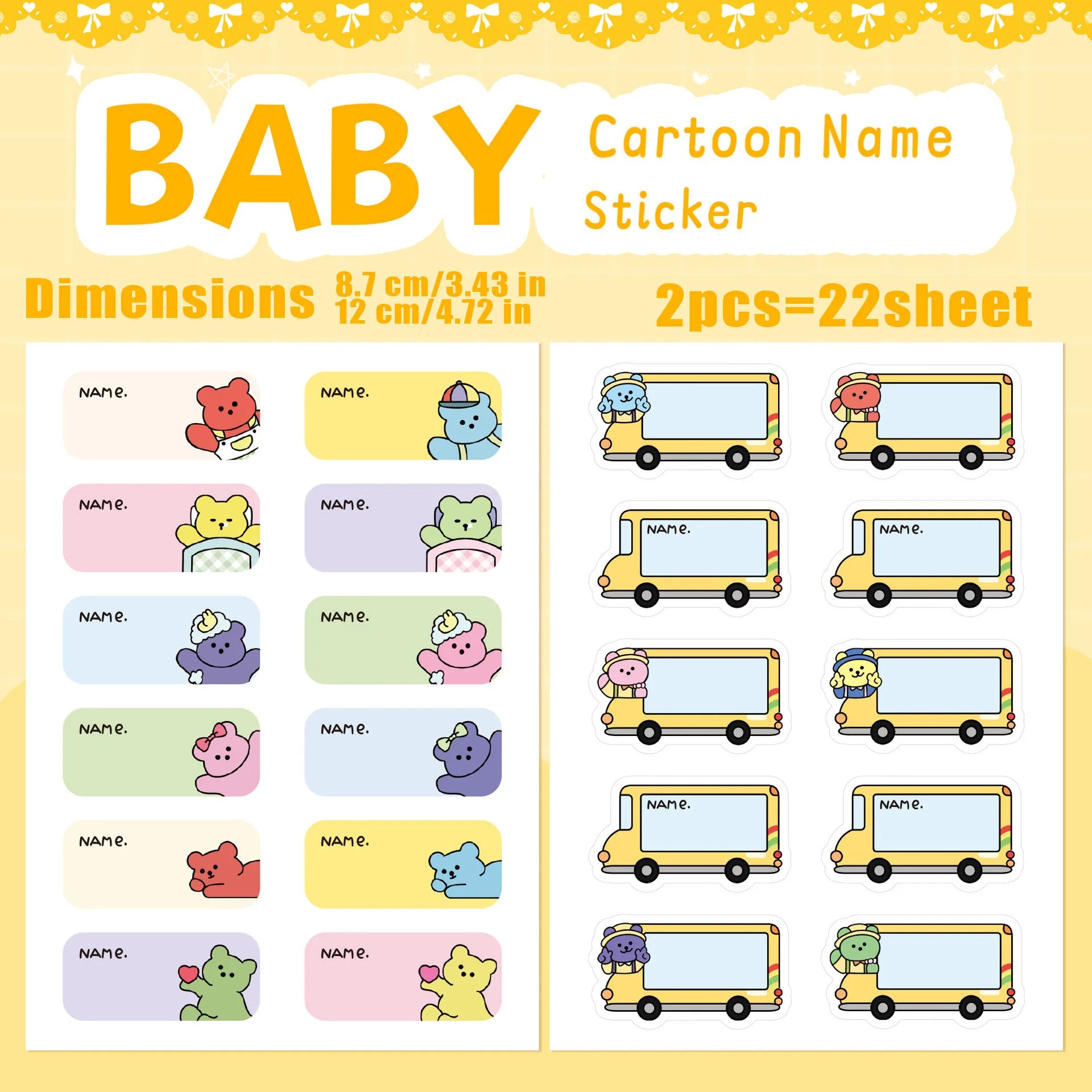 Cartoon Name Labels, Adhesive Name Stickers for Kids. Suitable for kindergarten supplies, water cups and books.Cartoon Name Labe Qme Baby