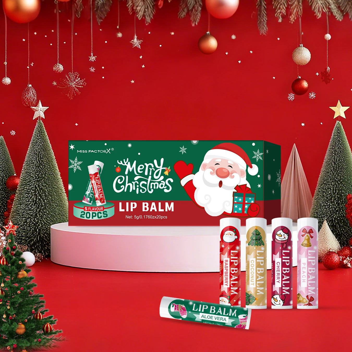 20PCS lipstick Set -5 Taste Christmas Theme Deep moisturizing and lasting moisturizing to create plump and shiny lips Qme