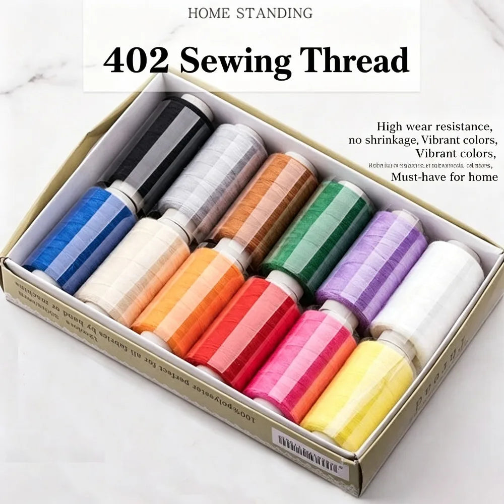 12 Colors Sewing Thread Set, 350m/Spool， For Hand & Machine Sewing, Multi-Color Thread Kit For Clothing Repair, DIY Crafts Qme