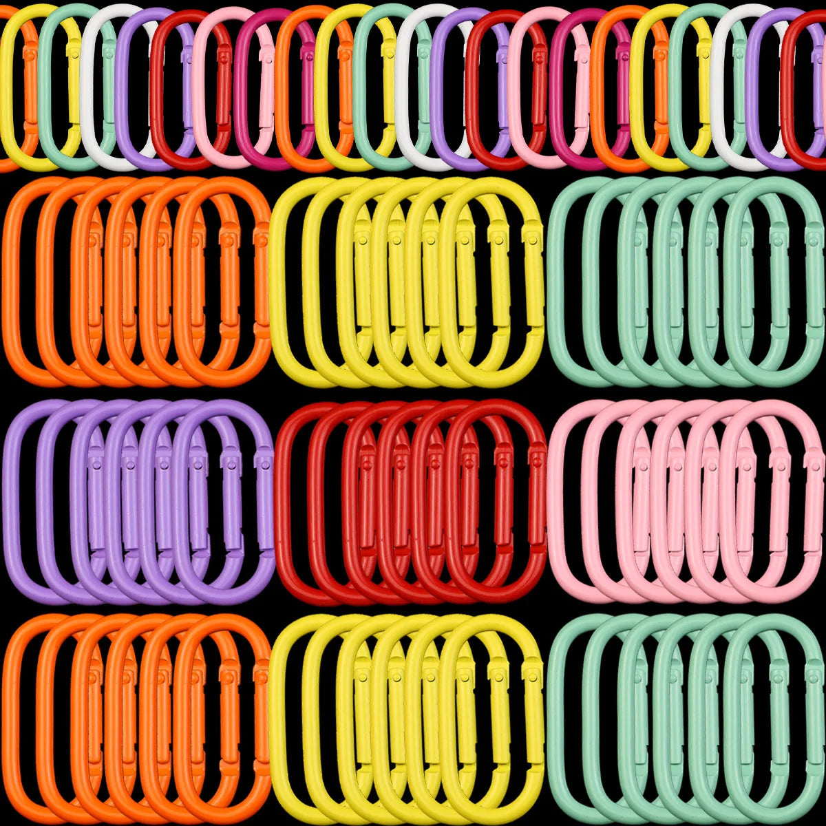 2~10pcs Colorful Oval Spring Carabiners 25x50mm Zinc Alloy Keychain Clips For DIY Jewelry Making Accessories And Outdoor Gear Qme
