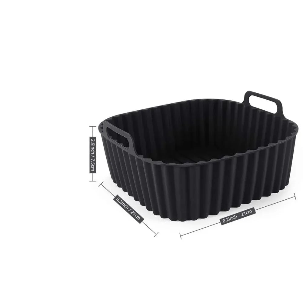 Reusable Air Fryer Silicone Liners Square Non Stick Basket Mat 4-7QT Qme