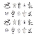 100pcs Baby Theme Charms Alloy Rocking Horse Baby Bottle Ginger Bread Man Toy Tibetan Baby Charms for Jewelry Making Bracelets Qme Default Title