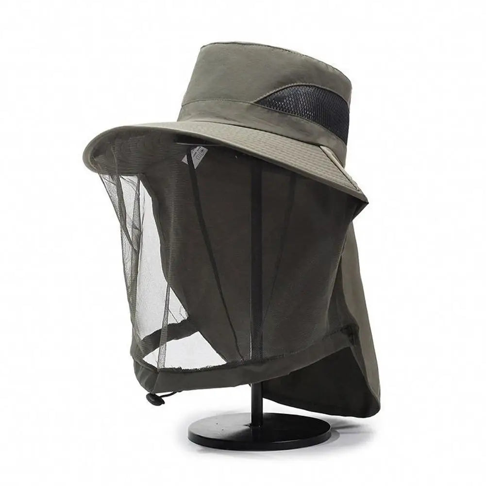 Mosquito Net Hat Fishing Sun Protection Outdoor Hiking Gardening Men Qme E