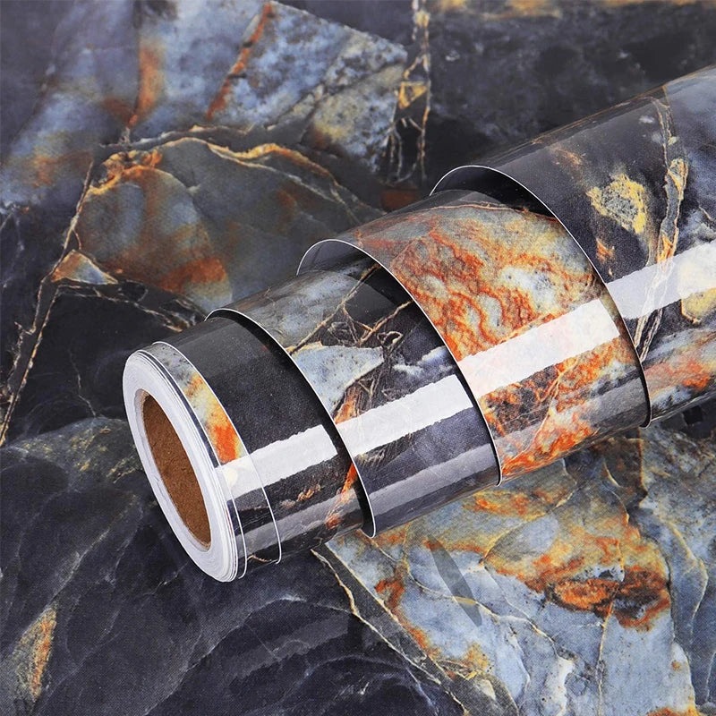 Width Vinyl Wall Stickers Waterproof Marble Self Adhesive Wallpaper Qme