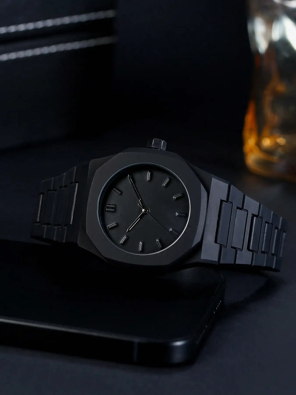 2-piece Light Luxury Fashion Octagonal Versatile Men's Business Quartz Watch Premium Sense Set Qme