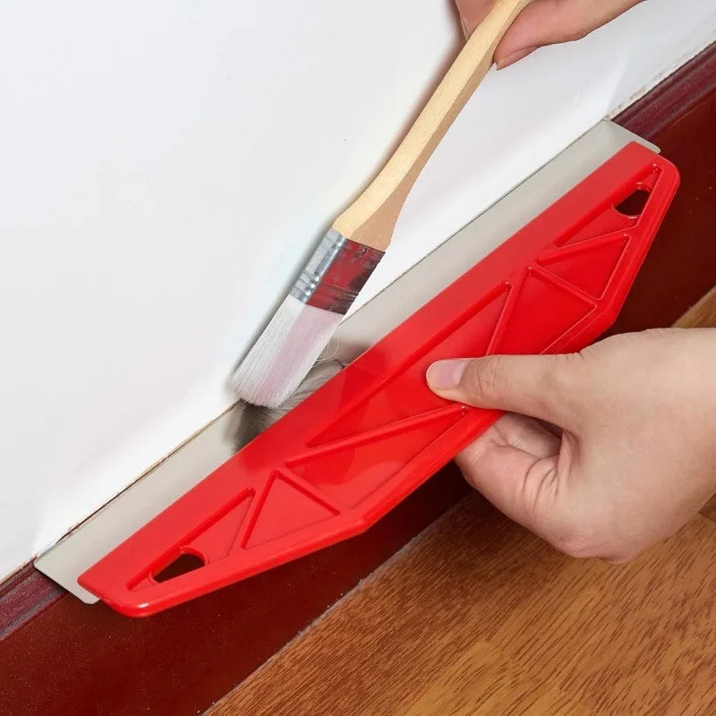 12-Inch Heavy-Duty Yellow Paint Shield Edger with Ergonomic Handle & Edge-Durable Plastic/Metal Wall Painting Tool for Precision Qme