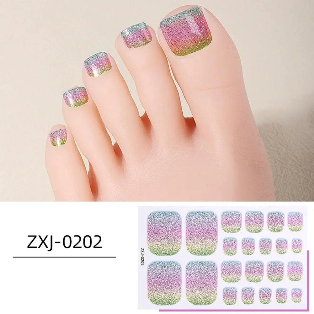 22 Srtips/sheet Toenail Semi Cured Gel Nail Wraps Long Lasting Full Cover Nail Gel Sticker Press on Nails Wraps Manicure Qme E CN