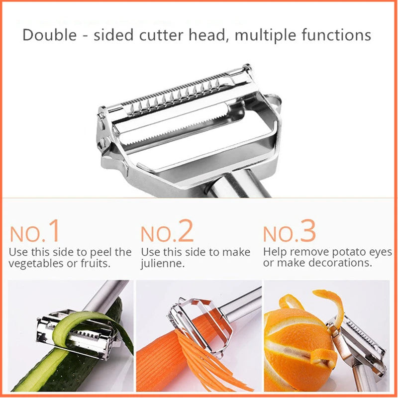 Vegetable Peeler Stainless Steel Melon Planer Double-Head Peeler Household Kitchen Multiple-Function Fruit And Vegetable Peeler Qme