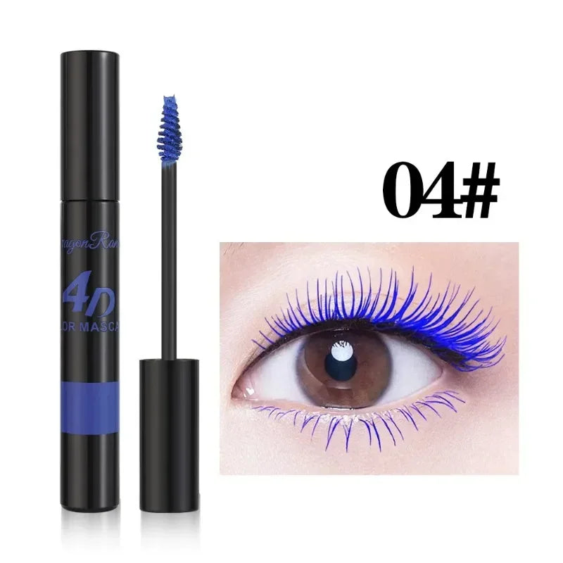 Colored Mascara Makeup 4D Silky Natural Long Eyelashes Mascara Waterproof Long-lasting Extension Thick Lasting Curling Mascara Qme 04 blue