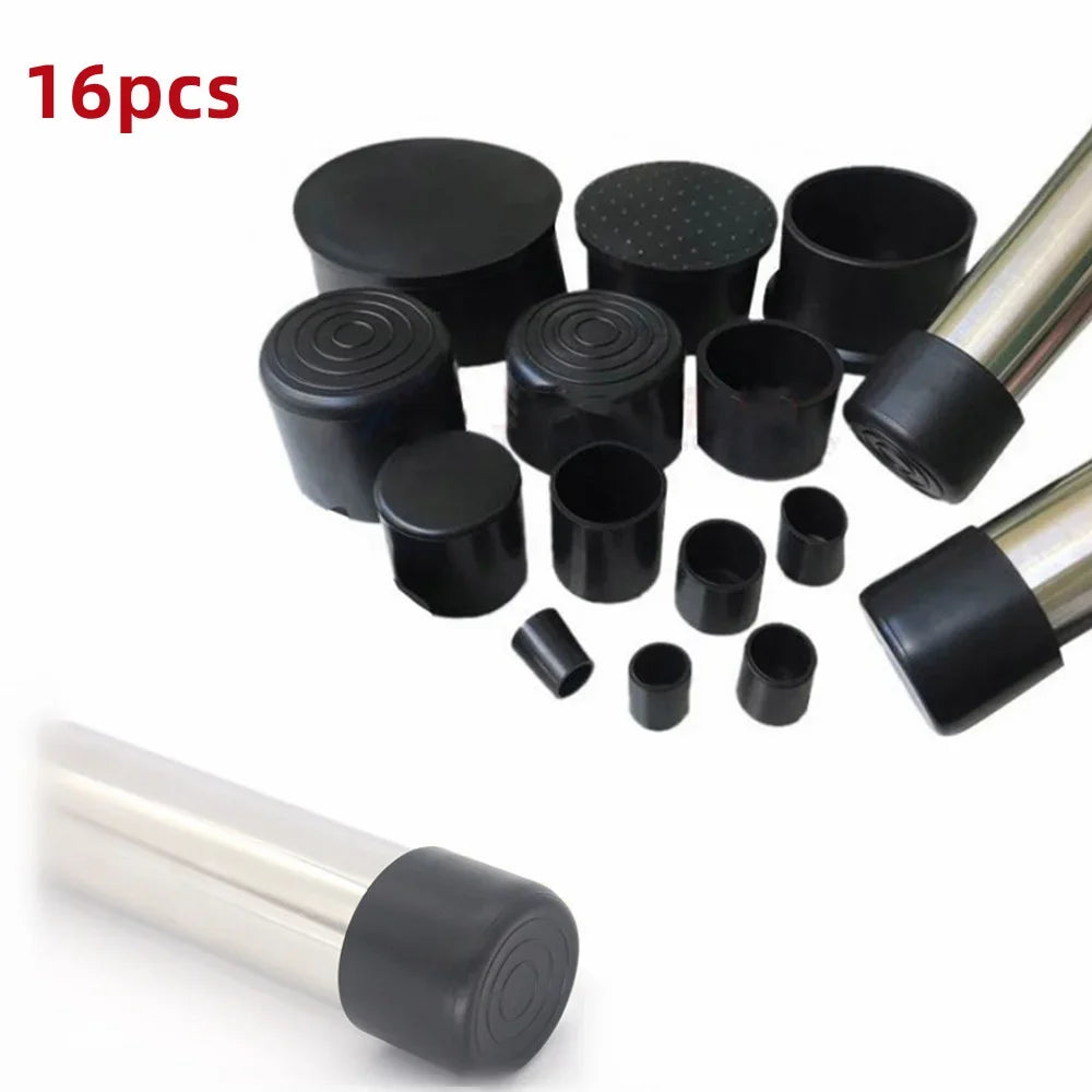 16Pcs Silicone Table Chair Leg Tips Caps Black/Transparent Non-slip Floor Protector Furniture Bottom Reduce Noise End Covers Qme