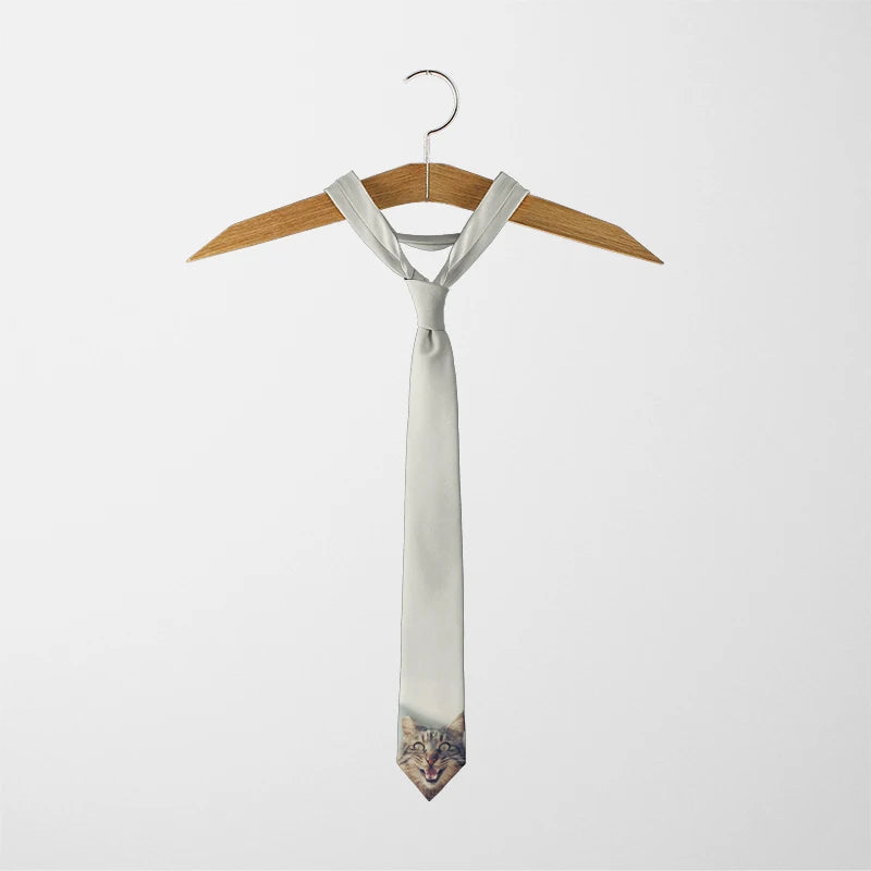 Fashion Cat Face Print Tie Casual Funny Novelty Men's Unique Qme