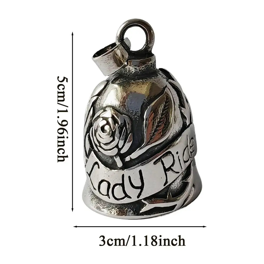 Decorative Motorcycle Bell Artistic Metal Charm Rose Design Bell with Symbolic Touch Rider Ornament for Good Energy Qme silver