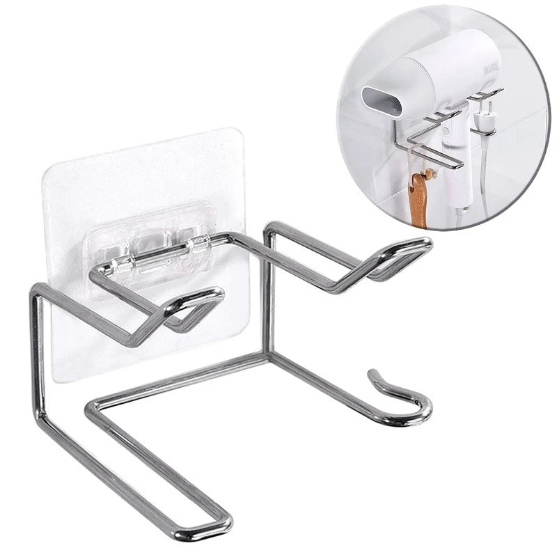 Self Adhesive Wall Mount Hair Dryer Holder Waterproof Rack Dyson Most Qme Silver