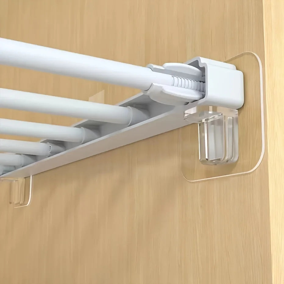4-Pack No-Drill Cabinet Shelves with Strong Adhesive, Support Hooks Qme