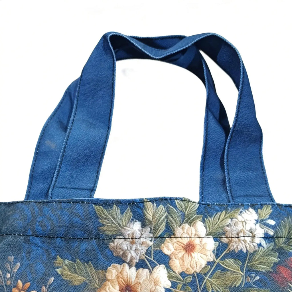 Quilted Tote Bag for Women Book Floral Design Purse Vintage Shoulder Bag for Women for Teacher Students School College Work Qme
