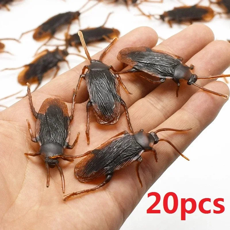 5-50Pcs Halloween gadget Plastic Cockroaches Joke Decoration Props Rubber Toy Gags Practical Jokes Toys Plastic Bugs Cockroach Qme Cockroach-20pcs