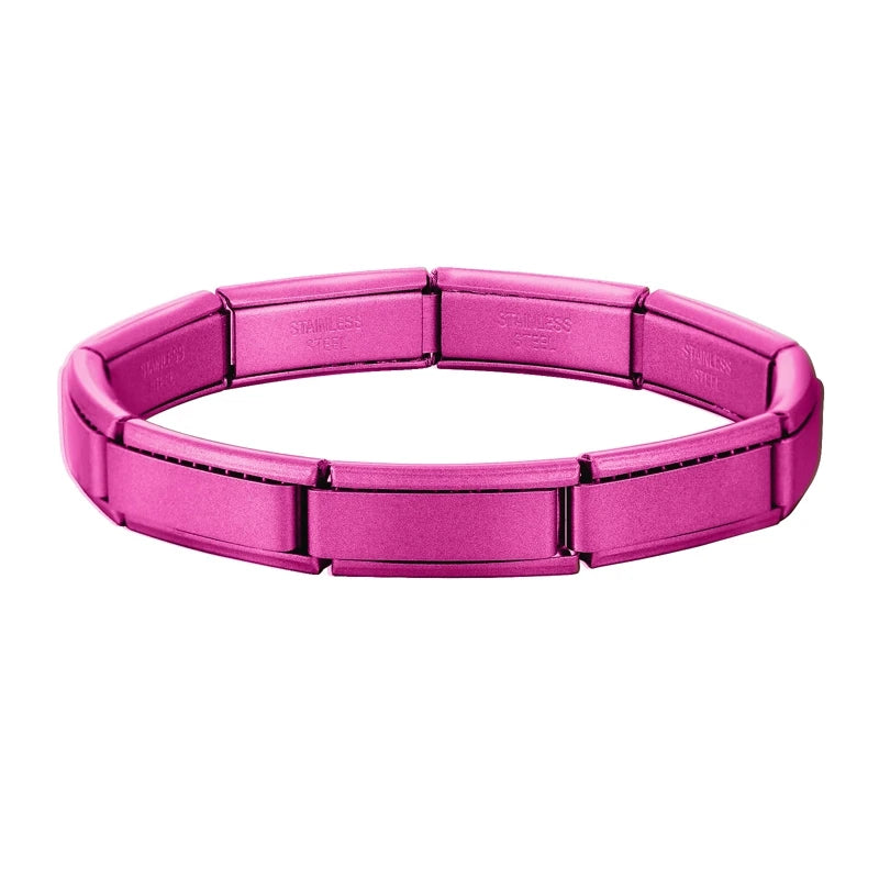 Premium Italian Charm Stainless Steel Bracelets For Women Men 20mm*9mm Width Elastic DIY Modular Bracelet Jewelry Gift Wholesale Qme Style 7