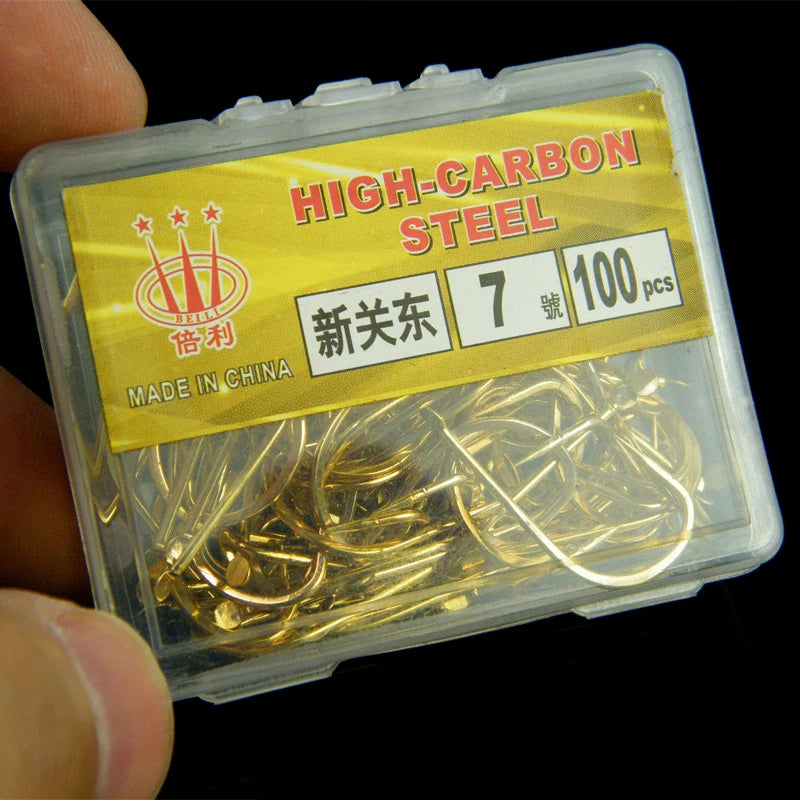 100 Shinkanto Barbless Multi-type Multi-size Goldfish Hooks Long Qme