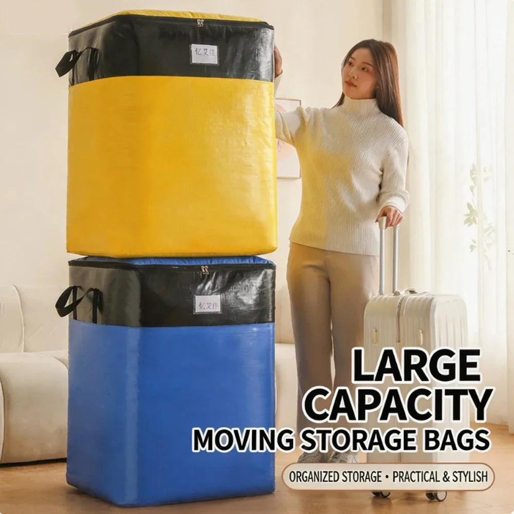 Thickened Eco-friendly Luggage Bag Waterproof Woven Bag Transfer Storage Wear-resistant Bag Large Capacity Foldable Moving Bag Qme