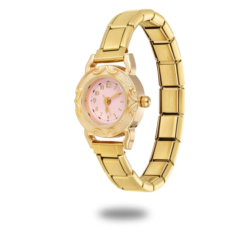 Y2K High Quality Rotating Zircon Round Shape Stainless Steel Watch Bracelet Women'S 9mm DIY Italian Charm Bangle Jewelry Gifts Qme S 16
