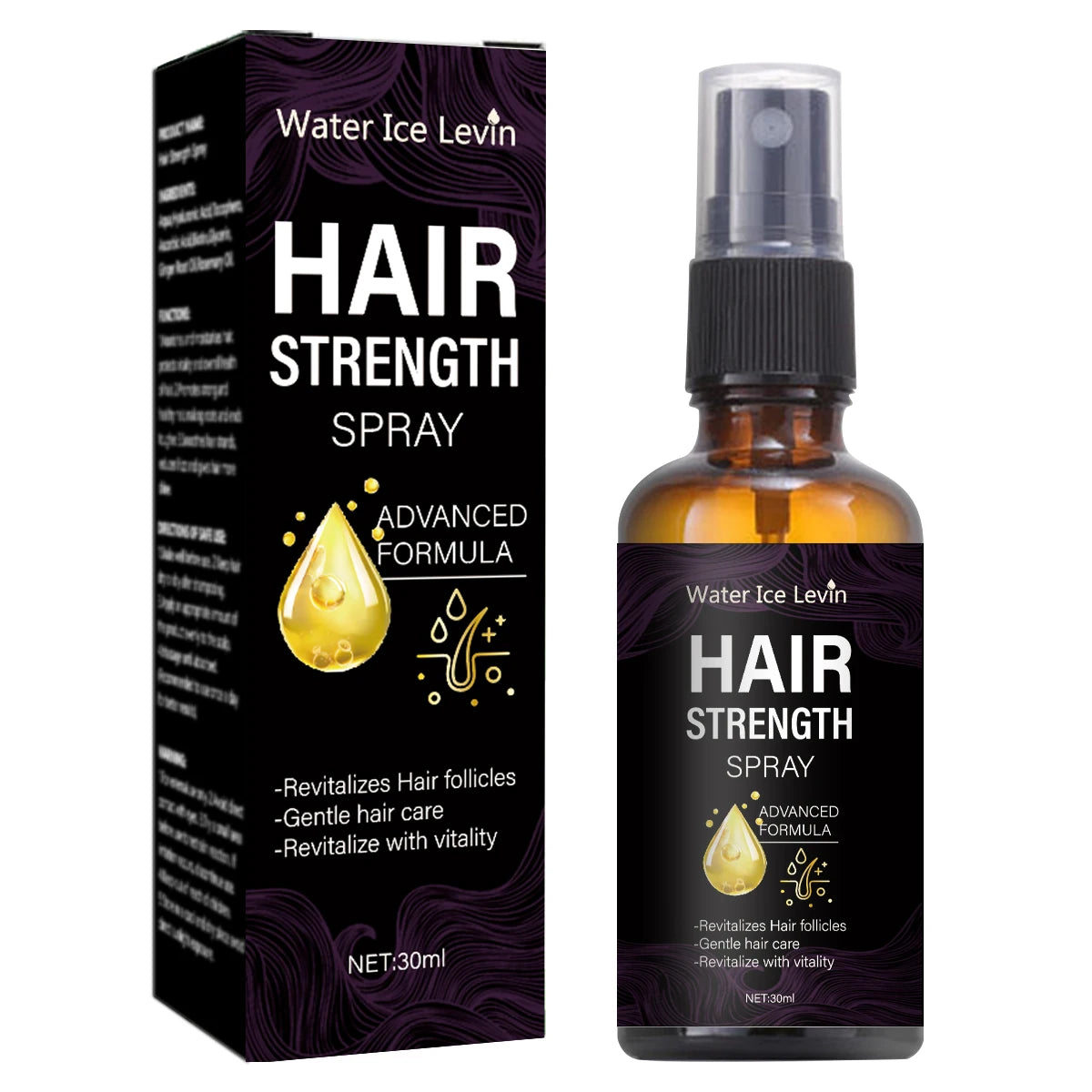 Hair Strength Spray with Biotin & Ginger Oil - Revitalizes Follicles, Strengthens Roots & Reduces Frizz for Healthy Shine. Qme black 30ml