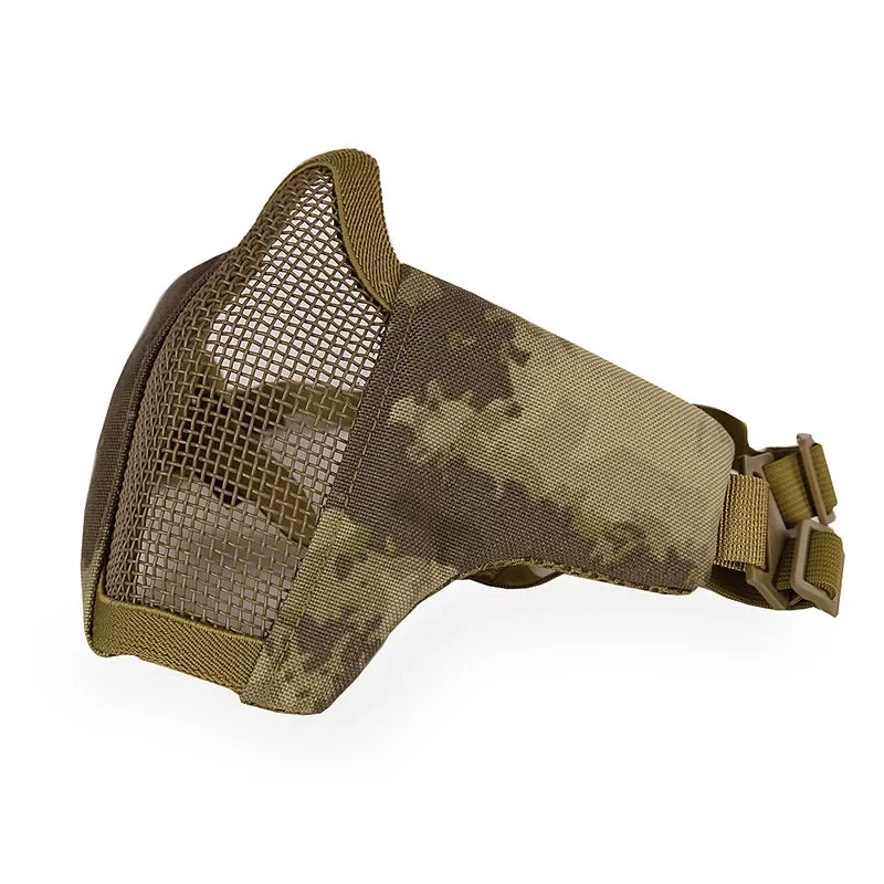 Tactical Lower Face Protective Mask for Hunting, Paintball, CS, Adjustable Military Tactical Protective Mesh Half Face Mask Qme 13