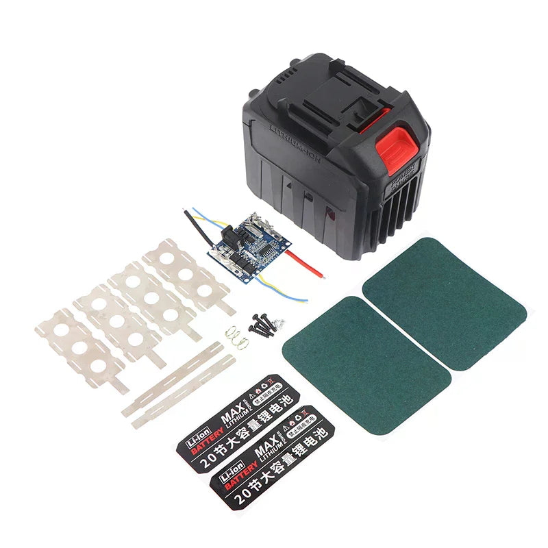 20 X18650 For 60A 21V Li Battery Case BMS Balance Charging PCB Circuit Board LED Indicator BL1860 BL1830 Li-ion Cell Pack Qme