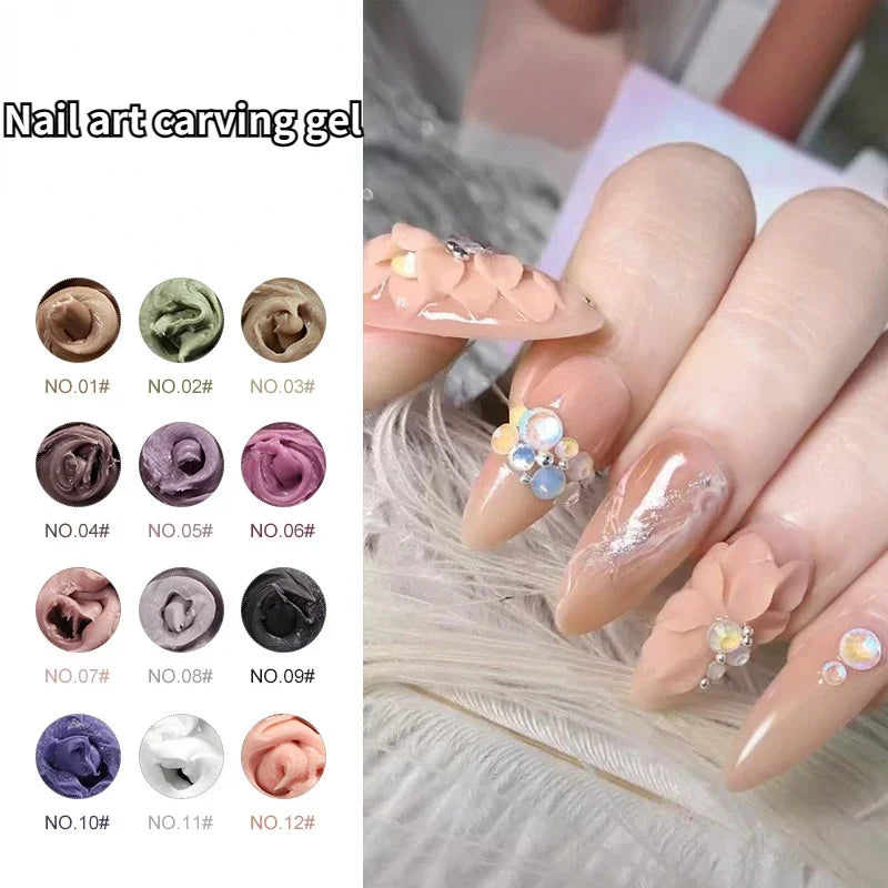 Nail Carving Glue Three-dimensional Shaping Relief Glue Phototherapy Nail Polish Glue Uv Modeling Clay Nail Art Tools Qme