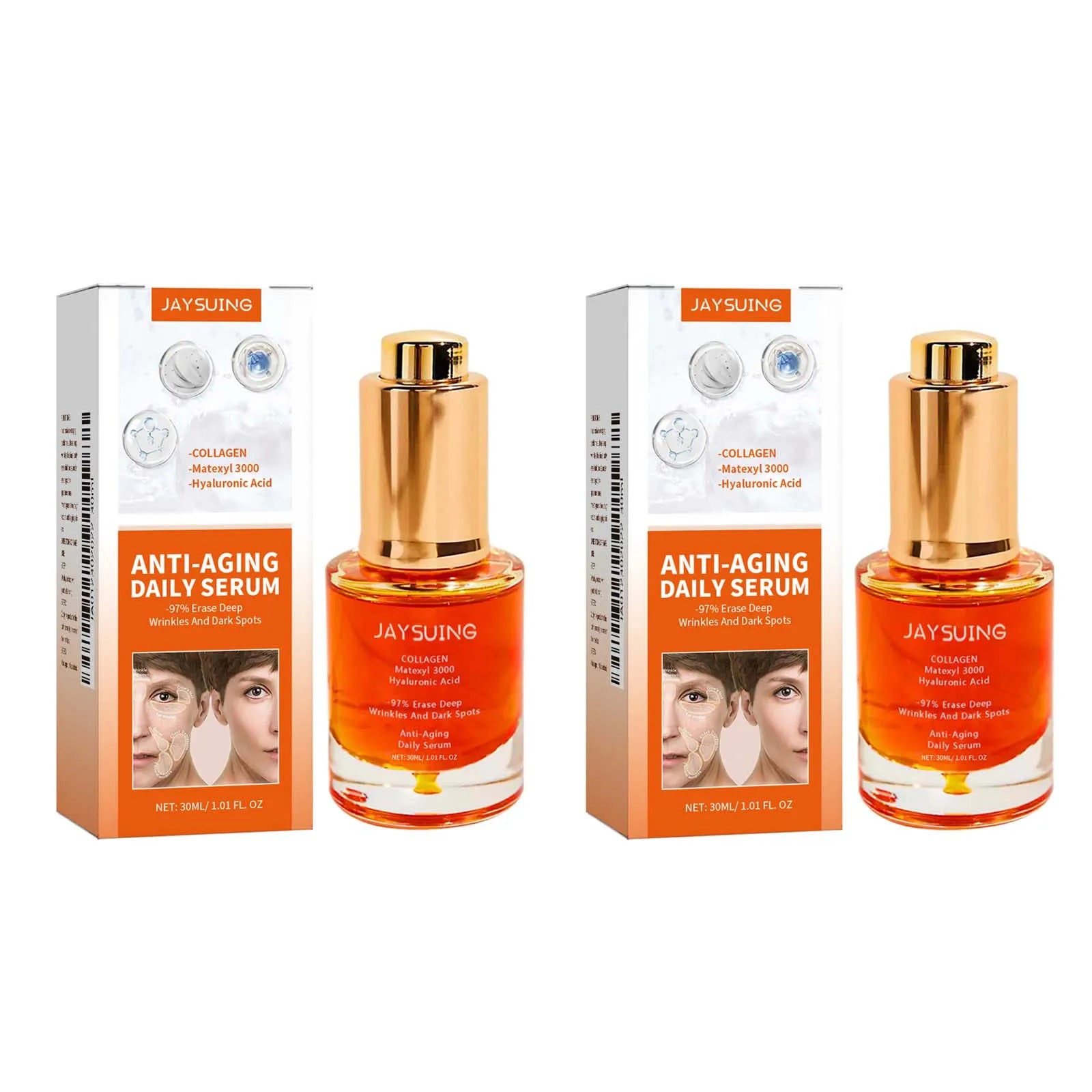 Collagen Firming Face Serum W-rinkles Removal Firming Lifting Anti A-ging Fade Fine Lines Essence Brighten Moisturizing Serum Qme 2Pcs 30ml Boxed