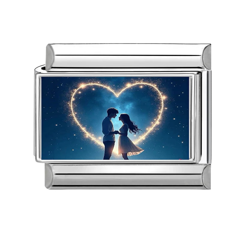 2026New Romantic Encounter Pink Sky Dancing Italian Charm Links Fit