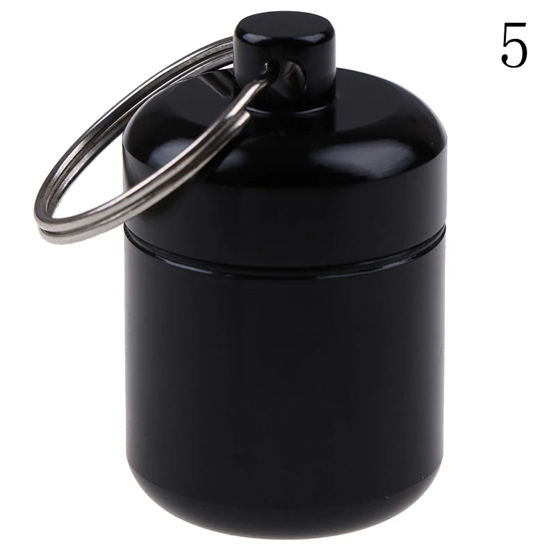 Portable Keychain Pill Case Aluminum Alloy Metal Medicine Container Qme 5