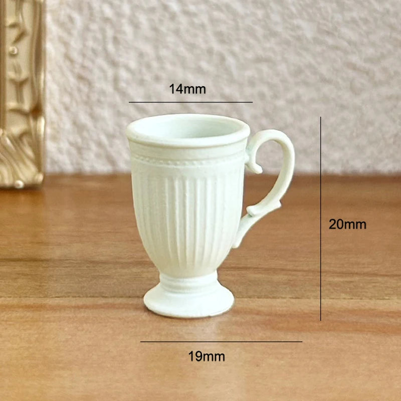 Dollhouse French Retro Mini Foot Relief Mark Coffee Cup Handle Qme A3