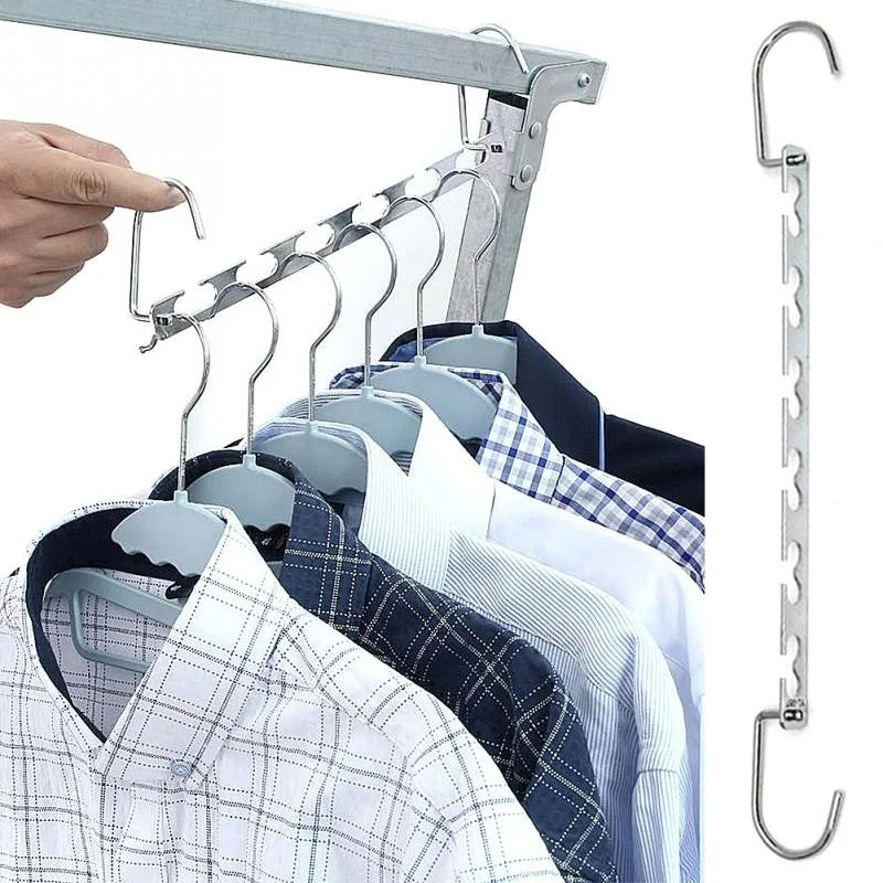 37cm Multifunctional Space Saving Metal Hangers with Hook 6 Hole Clothing Wardrobe Organizer Iron Clothes Coat Hanger 1pcs Qme