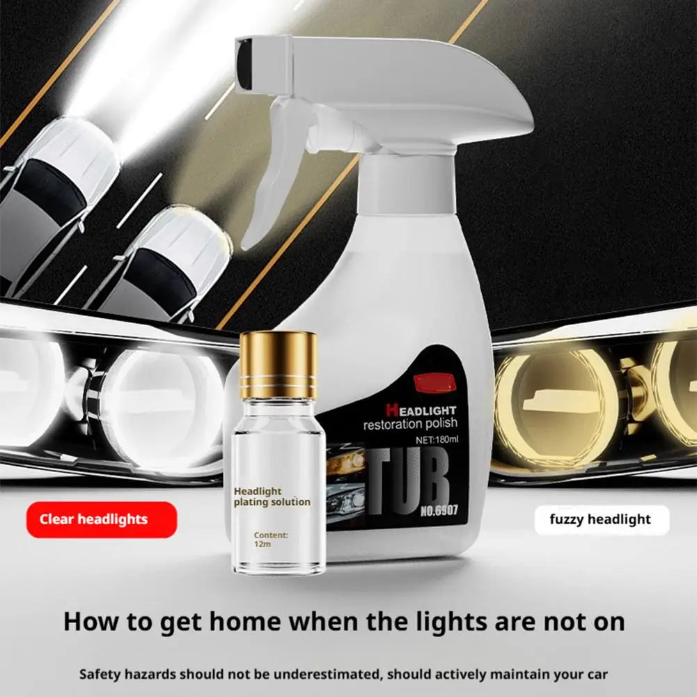 Headlights Cleaner Car Lights Cleaner Coating Spray Hydrophobic 180ml Polishing Anti-Fog Compound For Auto Detailing Windshield Qme
