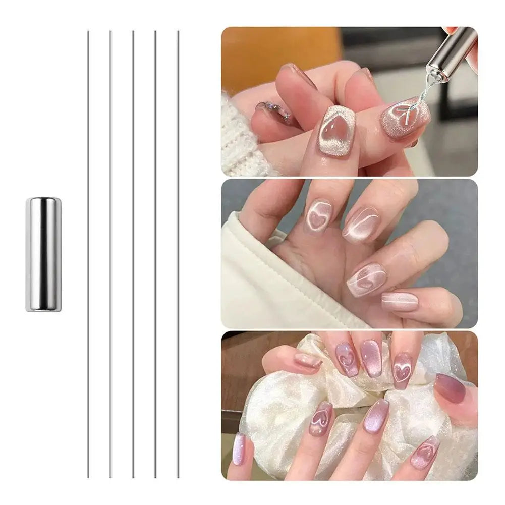 Double Ended Magnetic Nail Polish Stick Cat Eye Cylindrical Iron Wire Qme