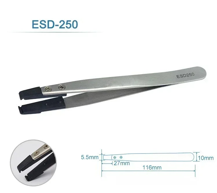 1-6PC Watch Hands Installation Work Tweezers Straight Elbow Handle Stainless Antistatic Plastic Tweezers ESD-259 ESD-259A ESD-7A Qme ESD-250
