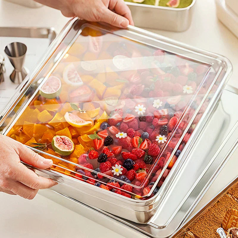 Stainless Steel Tiramisu Mold Cake Tray Shaping Container Lid Qme