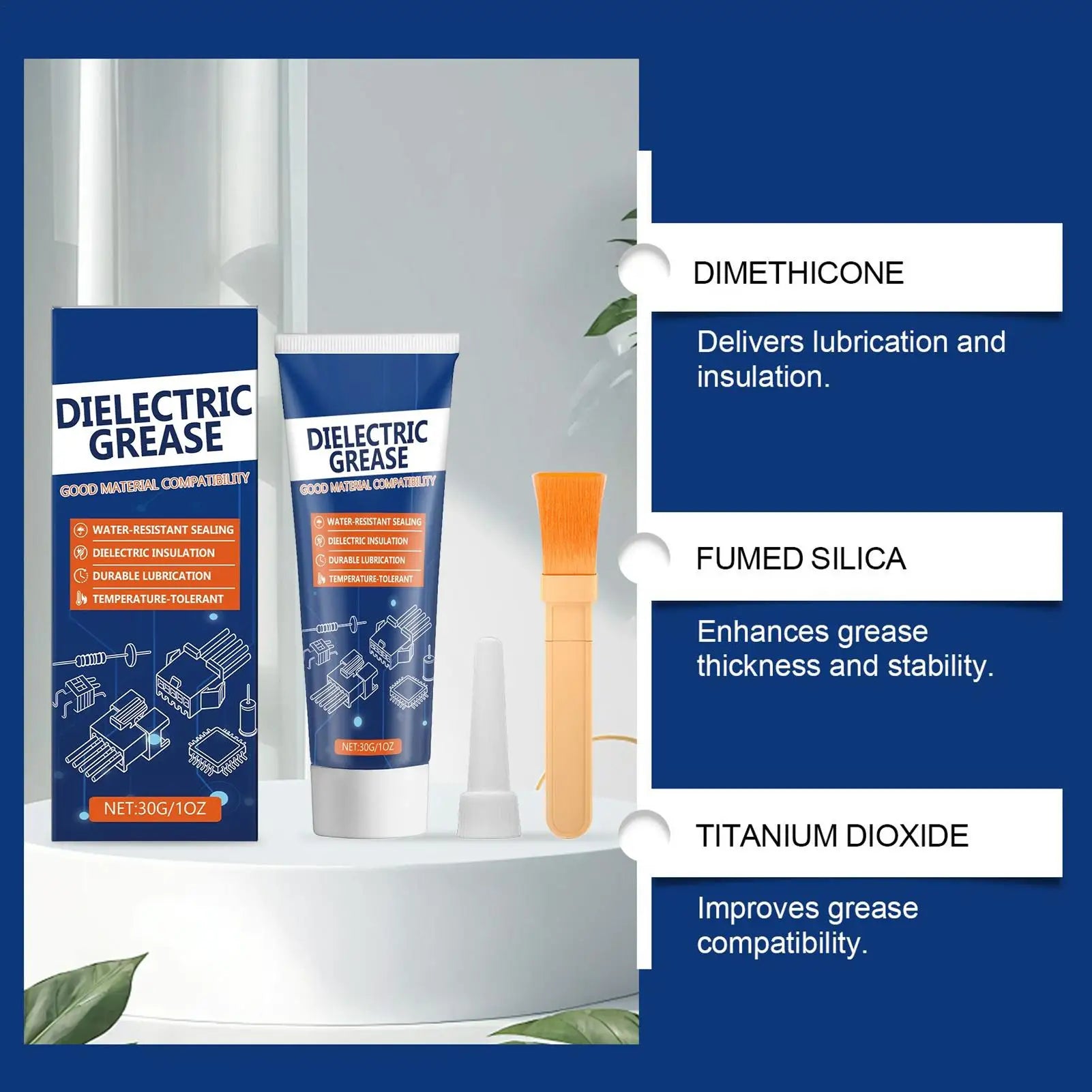 Dielectric Grease High Performance Automotive Lubricant With Brush Automotive Solutions Dielectric Silicone Grease for RV Truck Qme