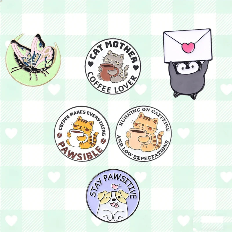 Cartoon Tabby Orange Cat Metal Enamel Pins Lovely Pet Lapel Pin Kitten Brooch Ornament for Coat Backpack Hat Daily Decor Gift Qme