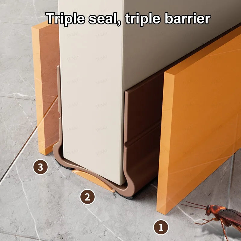 1-4Pcs PVC Door Bottom Seal Strip 93cm Door Gap Wind and Dust Proof Folding Self-adhesive Weather Strip with Soundproofing Felt Qme