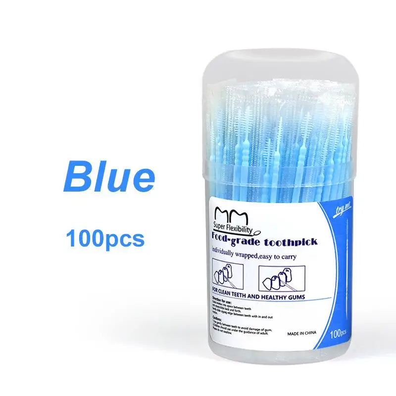 Box Independent Packaging Toothpick Double-ended Interdental Brush Qme Blue