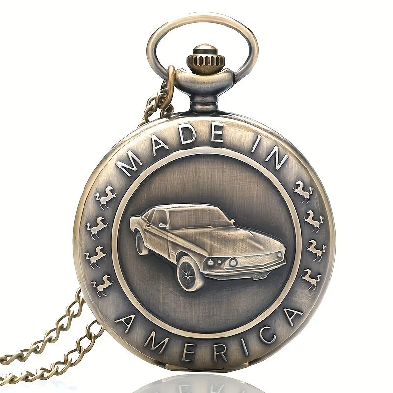 Bronze Mustang Car Pocket Watch - Perfect Birthday Gift for Teens Qme