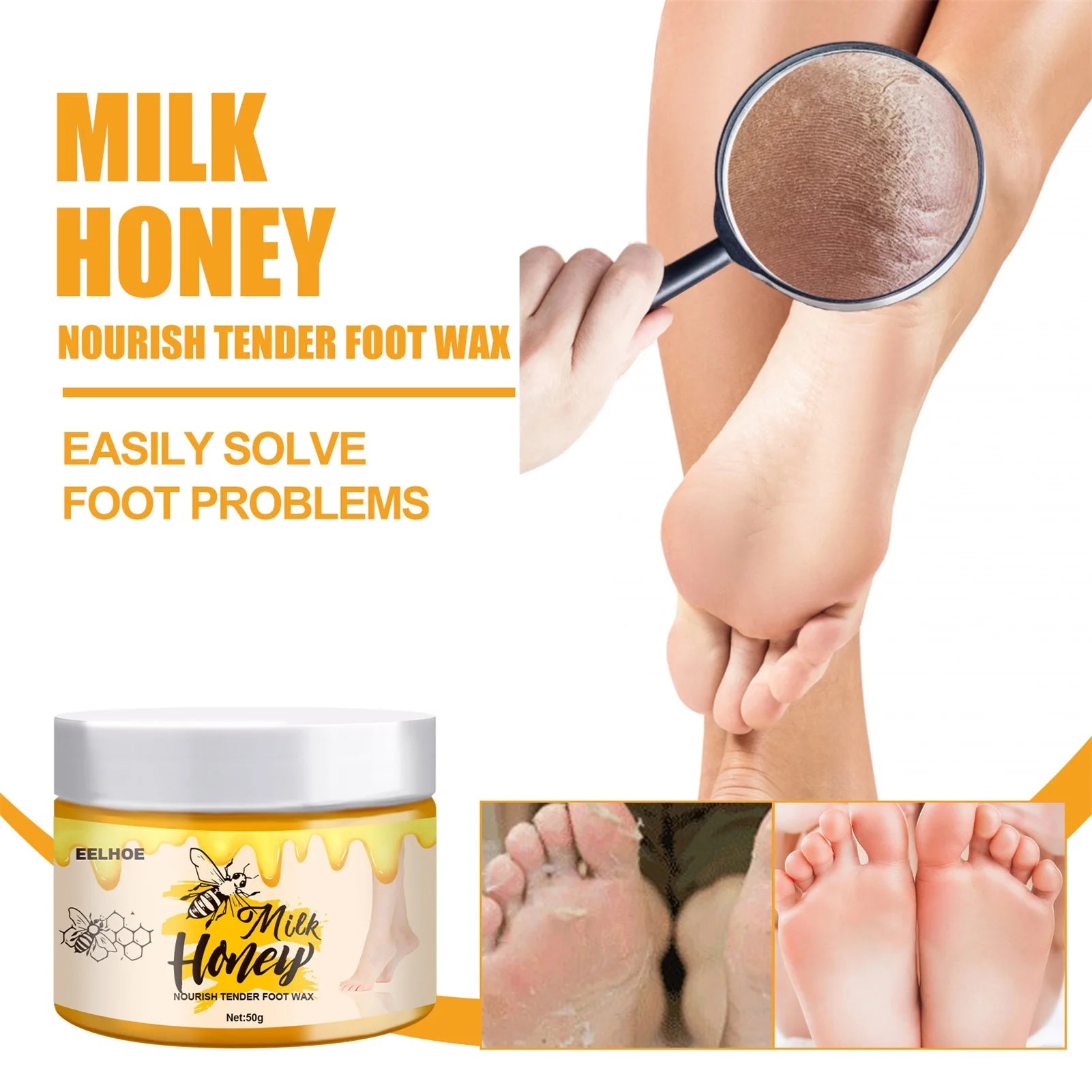 Milk Honey Hand Mask Wax Moisturizing Whitening Skin Care Exfoliating Qme