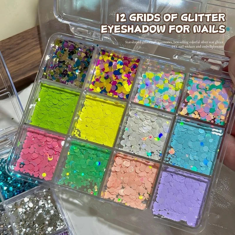 Manicure Glitter Decoration 1 Box Mini Ultra Thin Round Wave Dot Star Qme